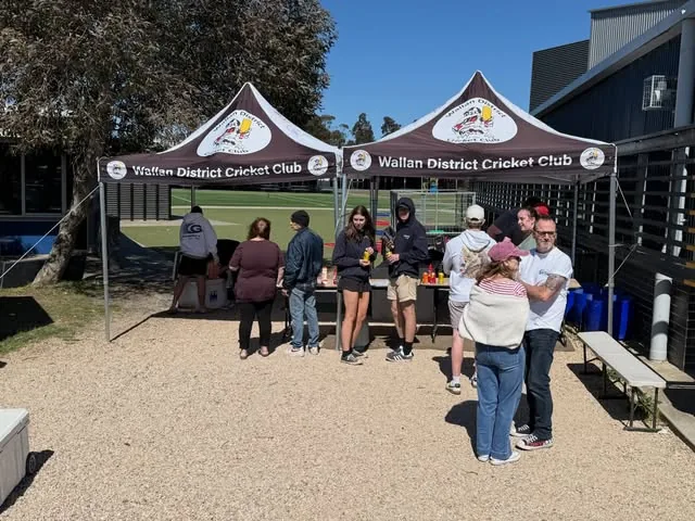 The Wallan District Cricket Club marquee at the Wallan Swap Meet